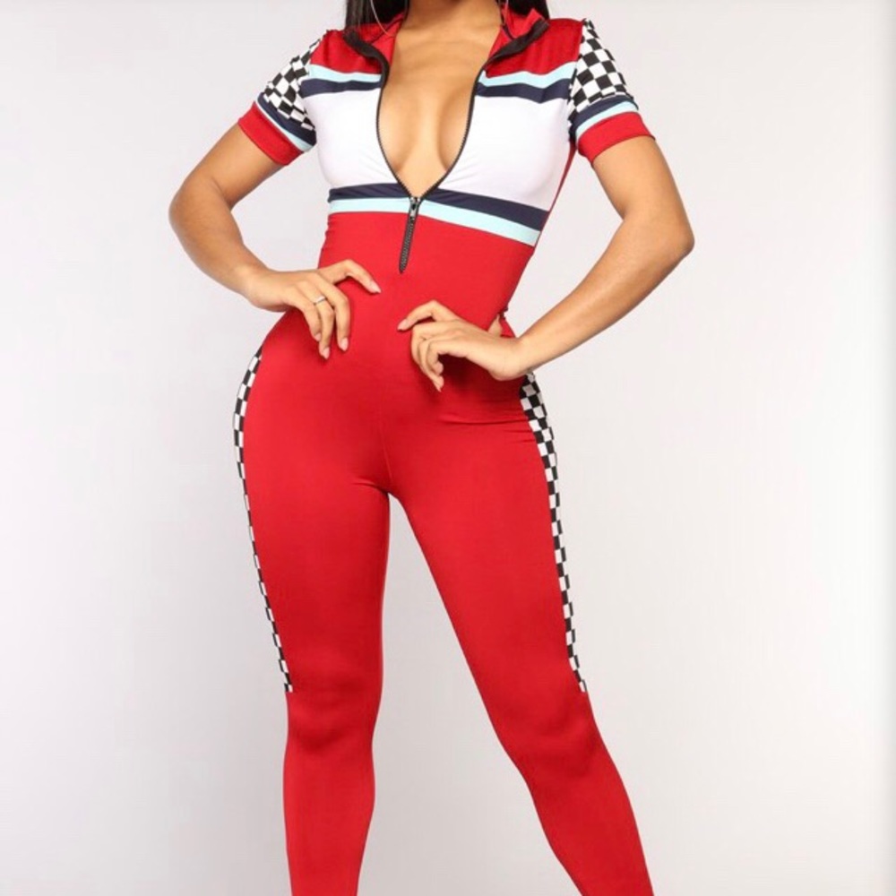 💋💋💋 Red Checkered Jumpsuit